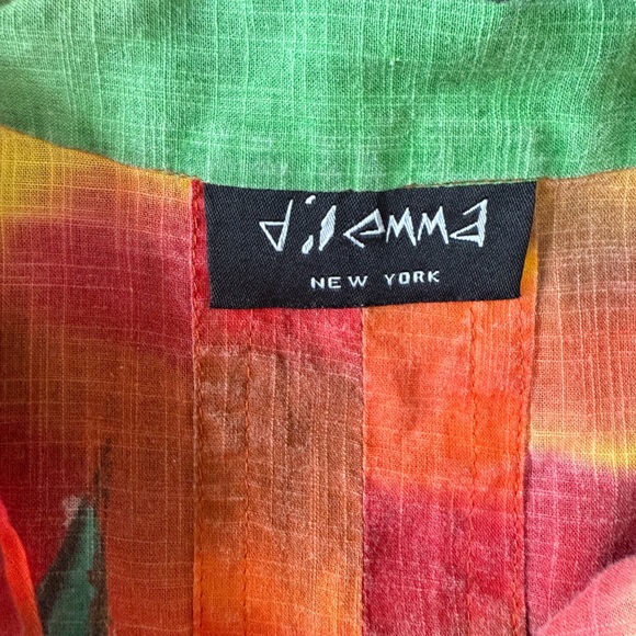 DILEMMA HAND PAINTED ARTIST MIRO INSPIRED BUTTON FRONT ART TO WEAR SHIRT - Picture 2 of 8